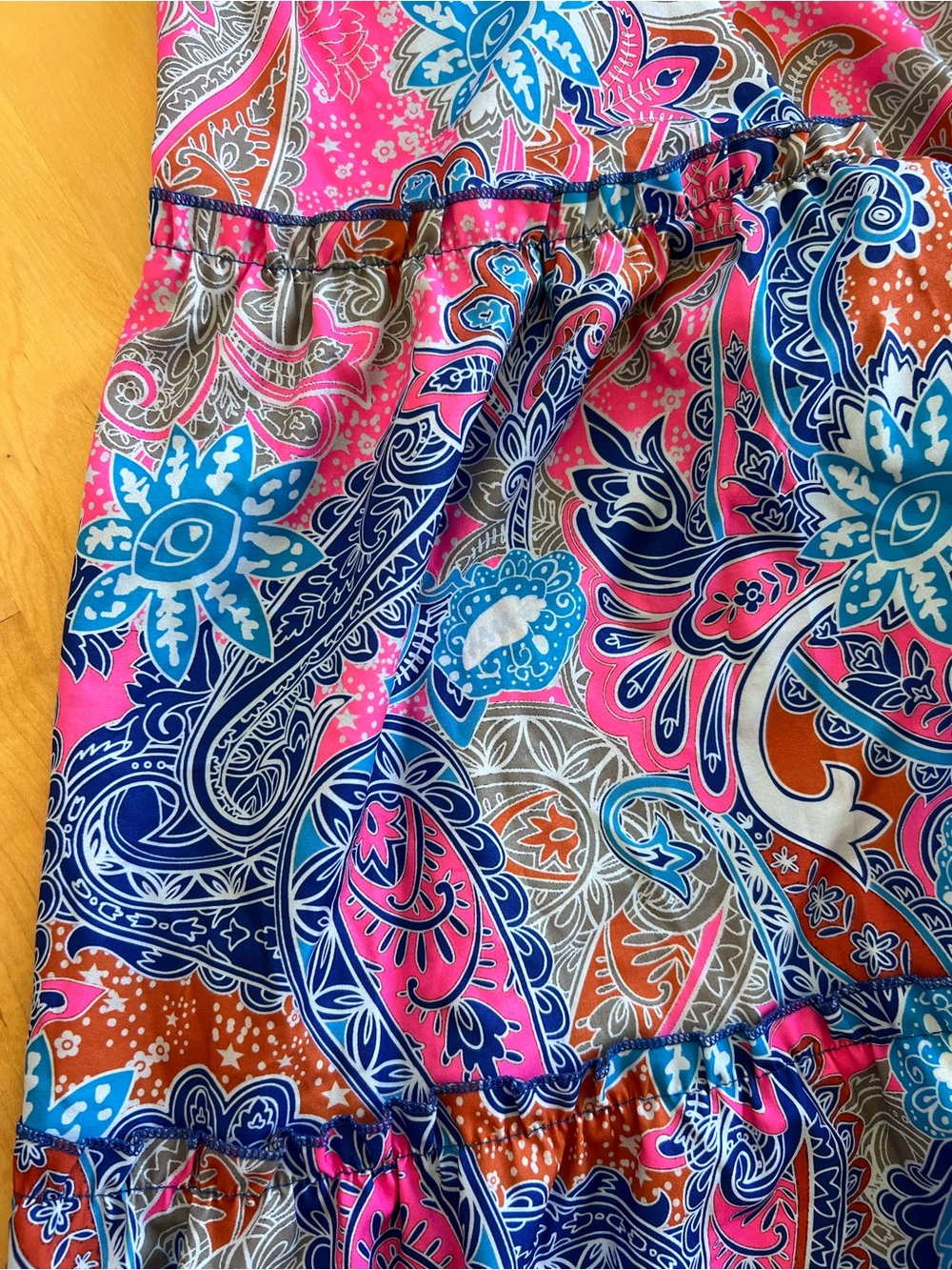 Women's Pink & Blue Paisley Tiered Maxi Skirt - Picture 4 of 5